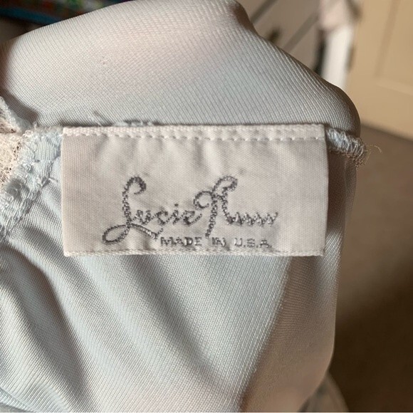 Vintage Lucie Ann Pastel Blue Lace Trim Full Length Nightgown - Large - Picture 3 of 8